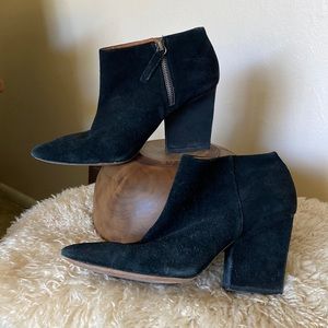 Zara suede high heel point toe ankle boot bootie